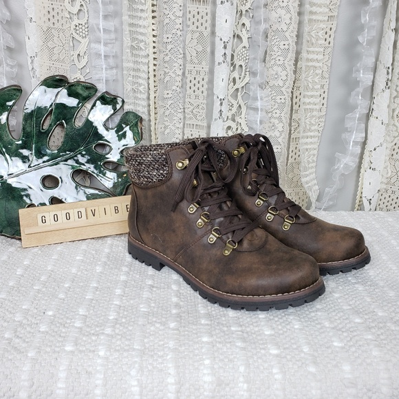 Sonoma Shoes - Sonoma Womens Brown Lace Up Fashion Hiking Boots